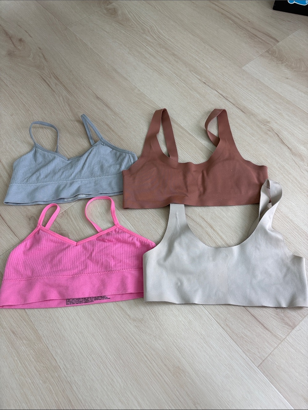 Hanes Kids Bralette Set in Gray, Rust, Pink, and Cream